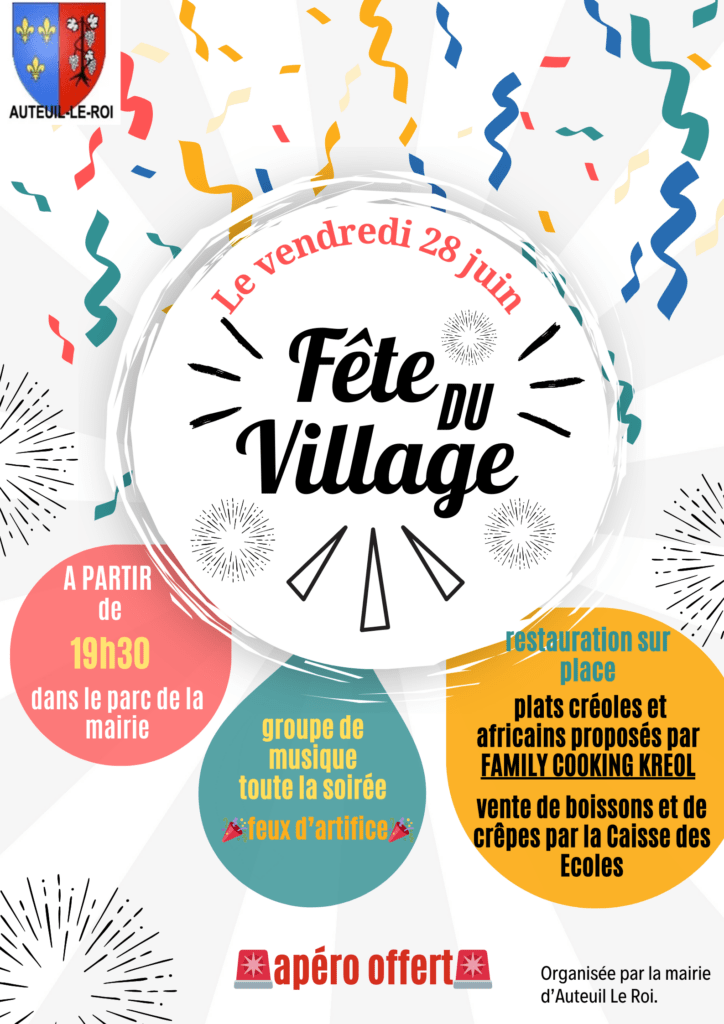 Affiche Fête du village du vendredi 28 juin 2024