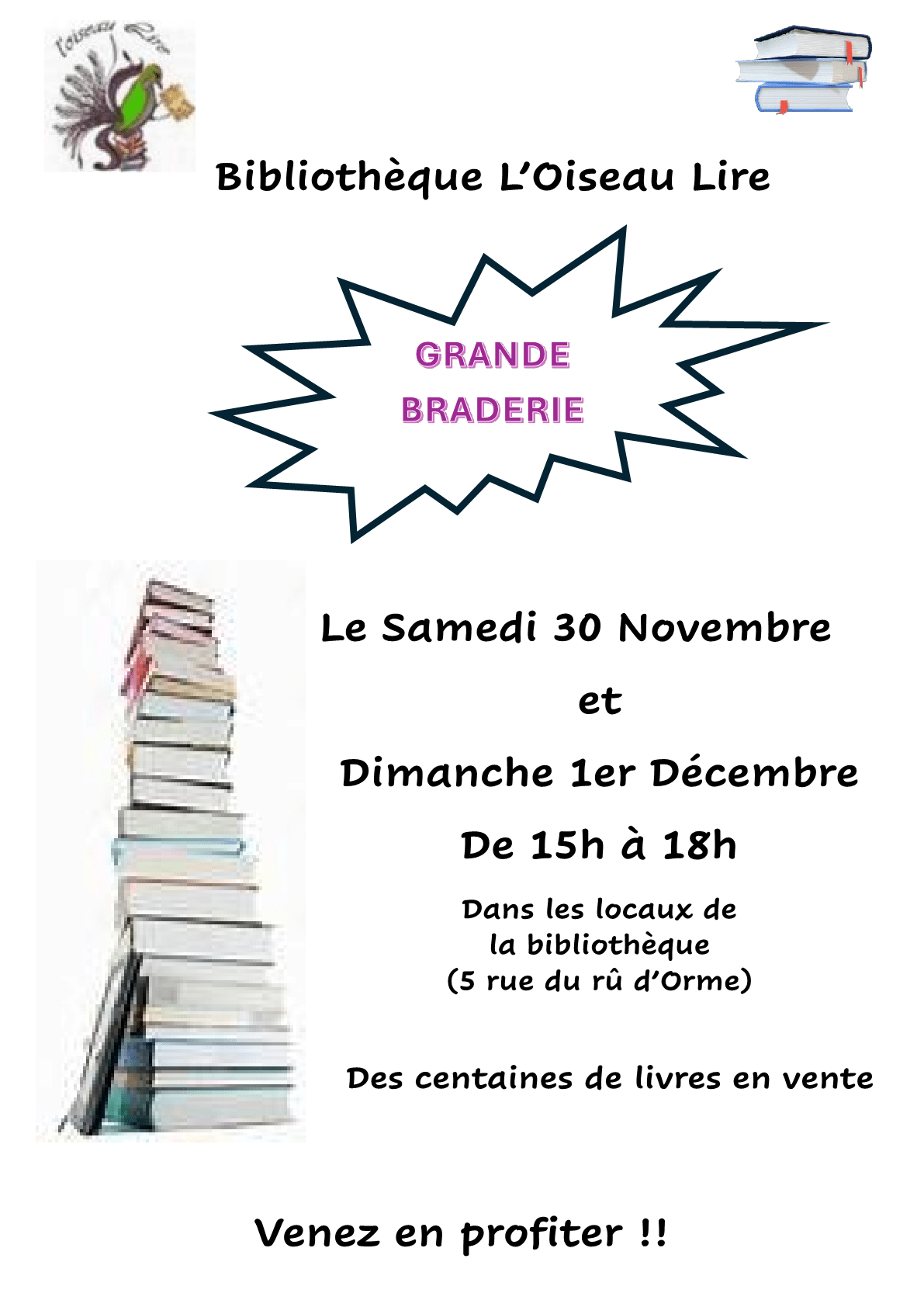 affiche braderie bibliothèque 2024